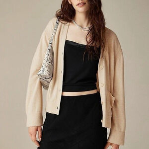 J.Crew Cashmere Patch Pocket Cardigan Heathered Sand XS